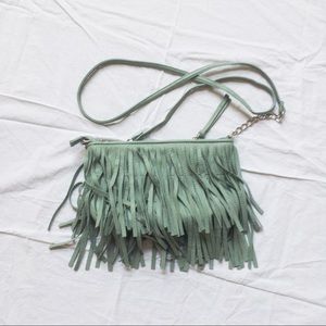 Sea Green Crossbody, with Tassels